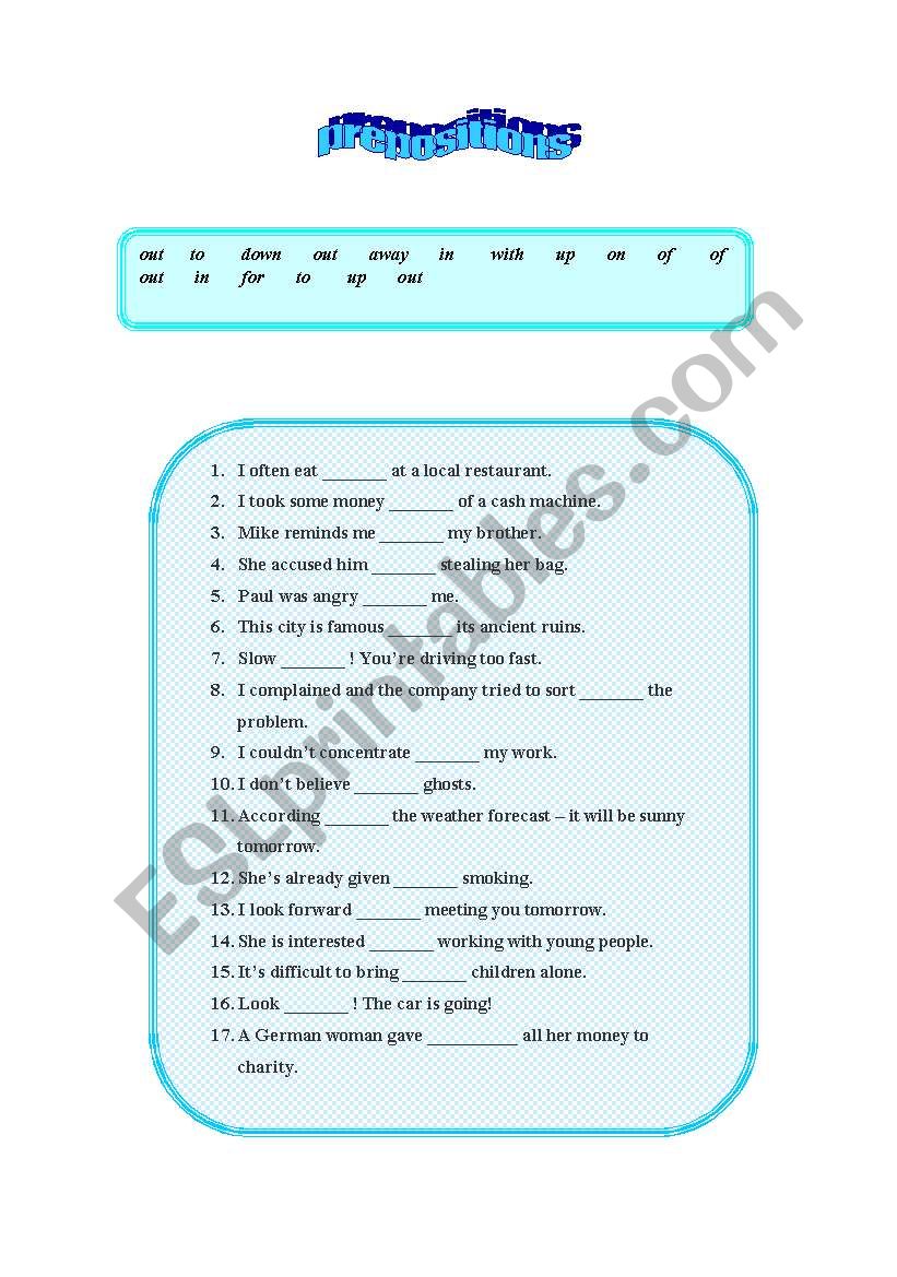 prepositions worksheet