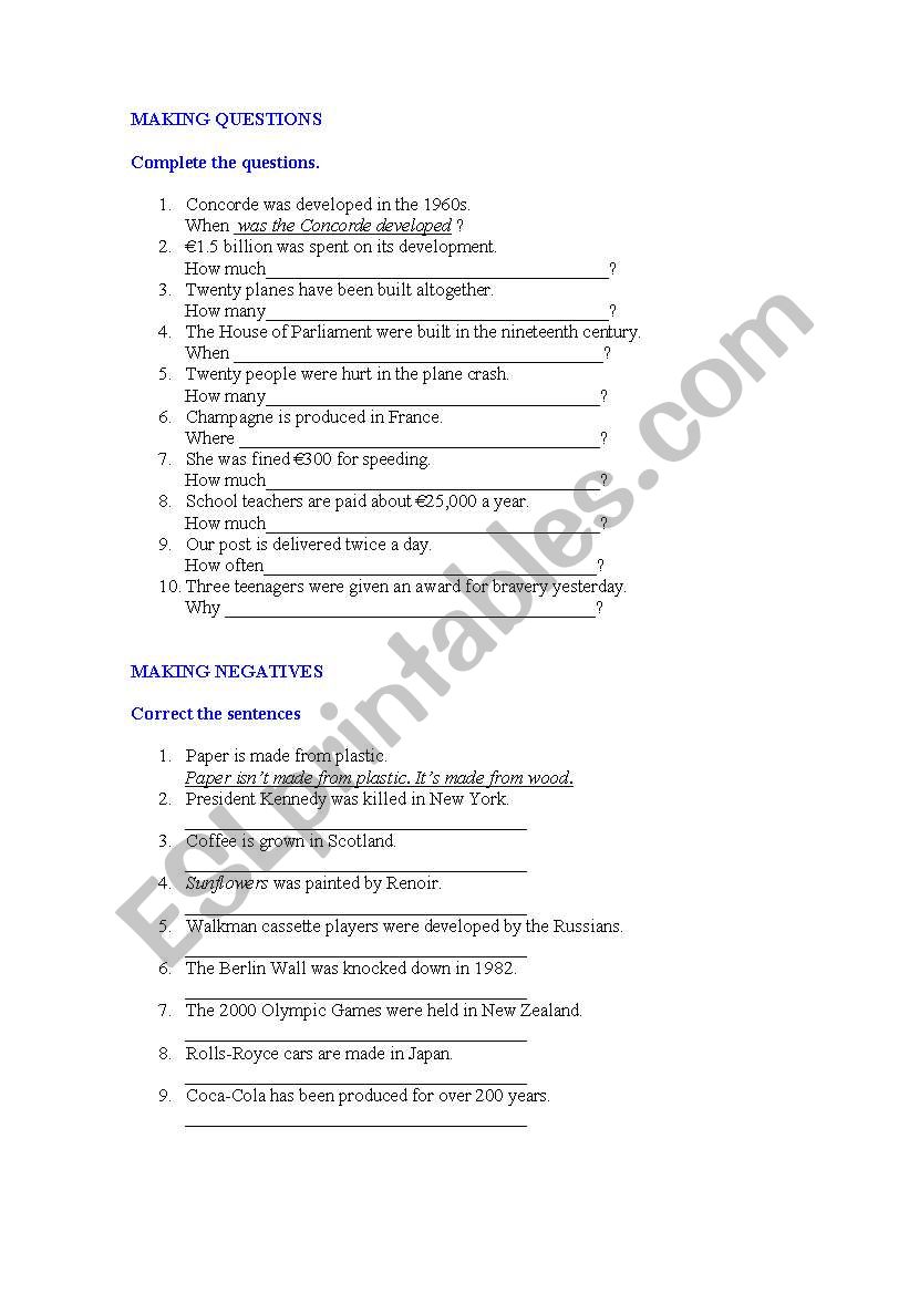 Passive Voice exercises worksheet