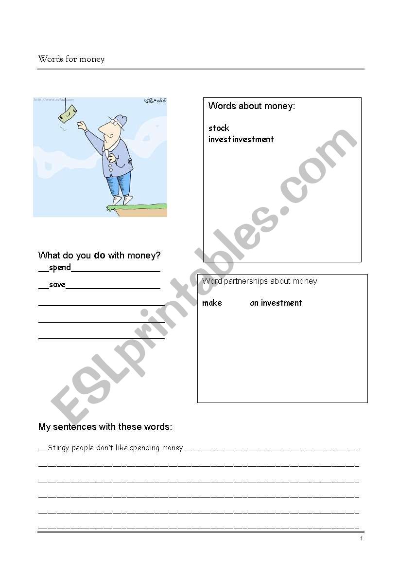 All About Money worksheet