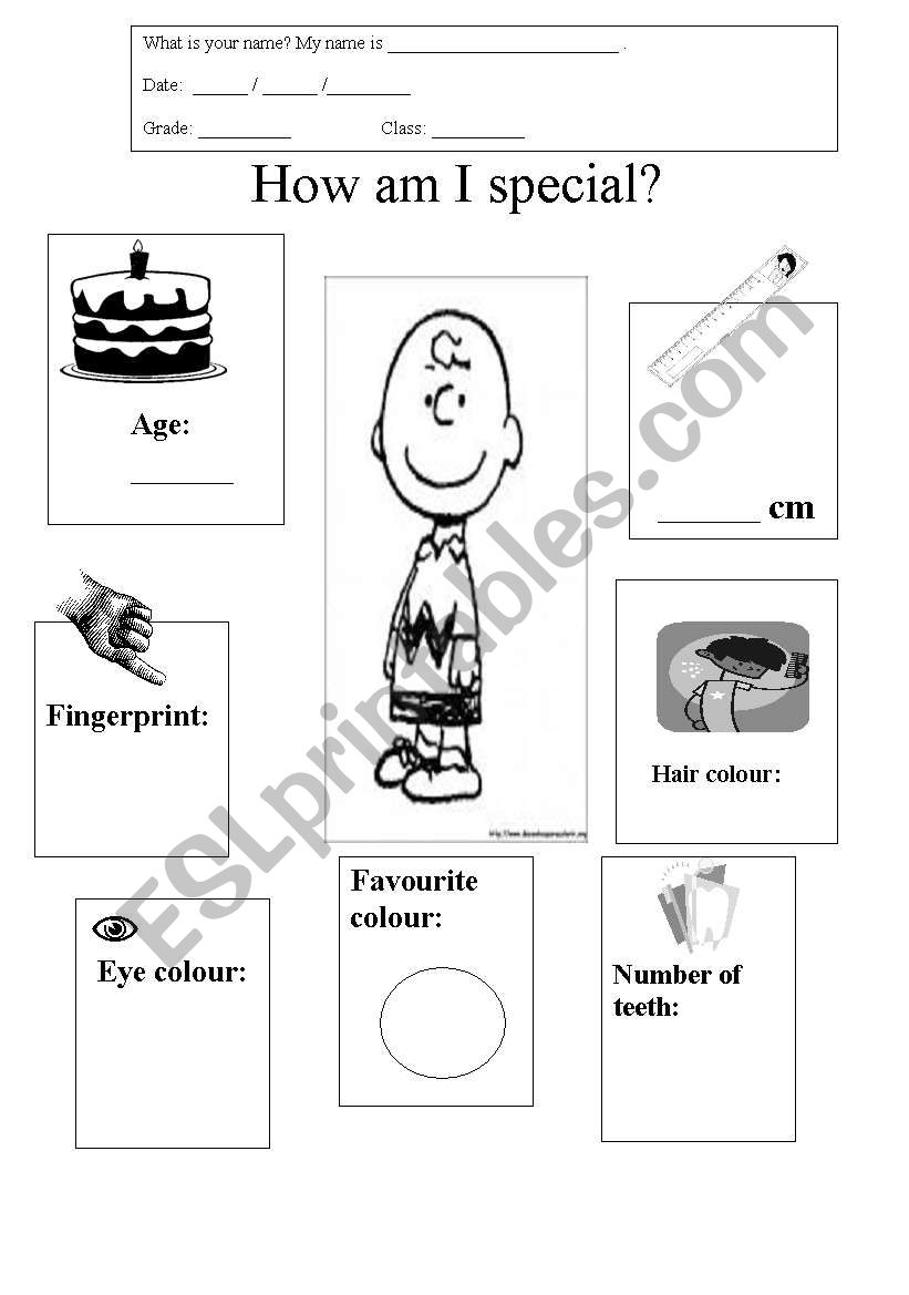 How am I special? (BOY) worksheet