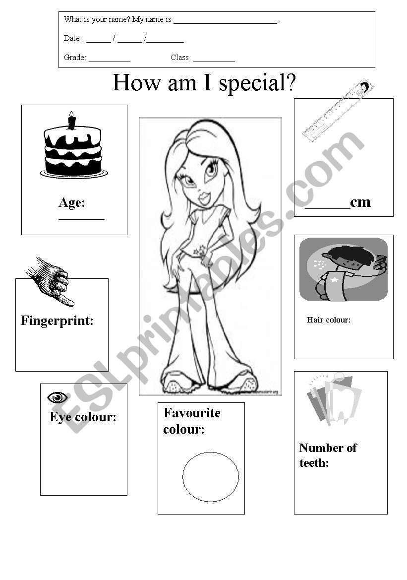 How am I special? (GIRL) worksheet