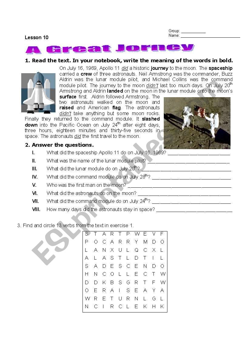 a great journey worksheet