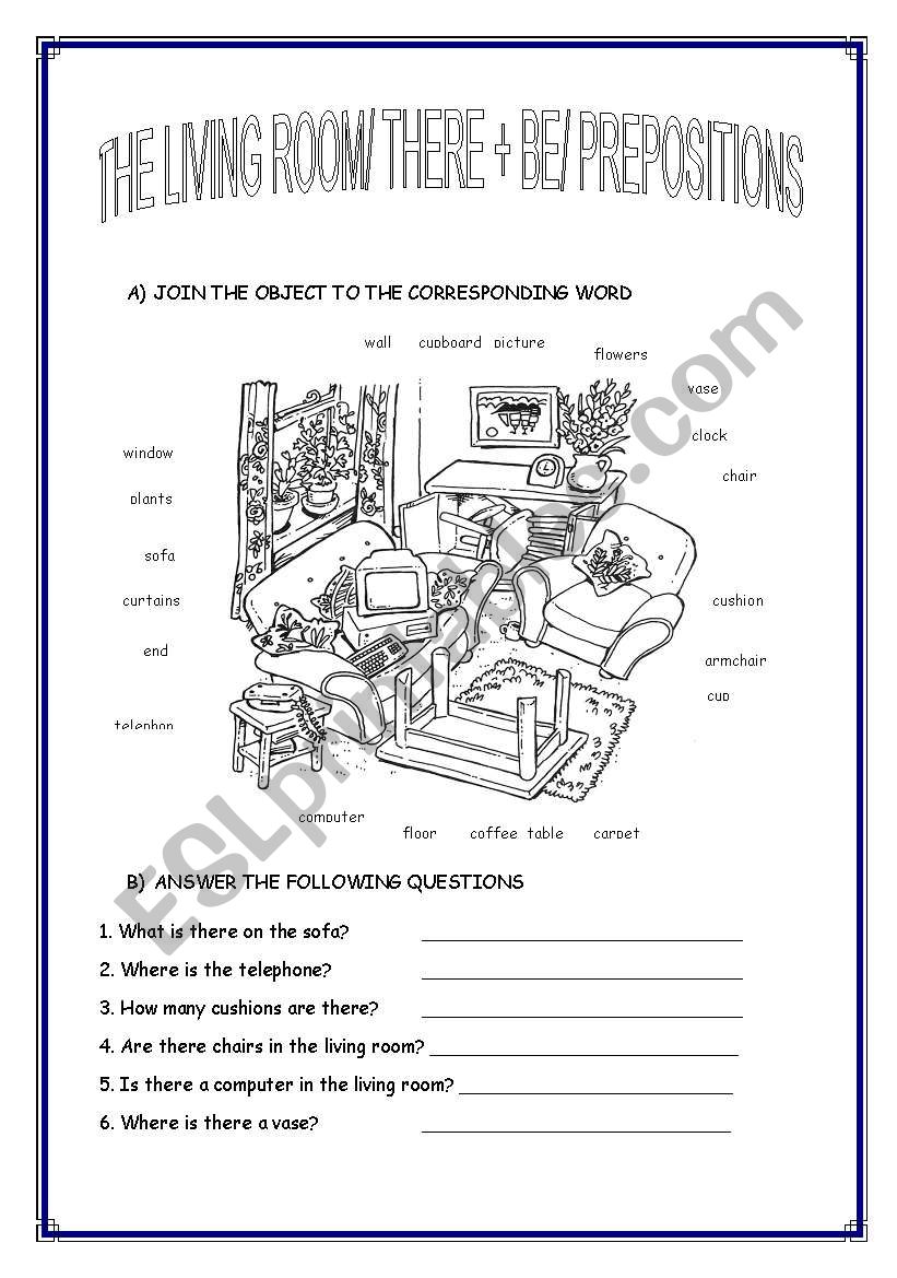 THERE + BE/ PREPOSITIONS worksheet