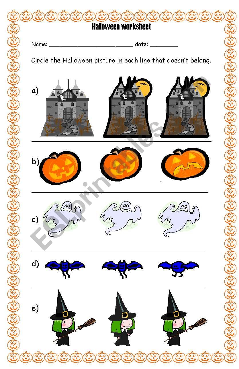 Halloween worksheet for pre-school children