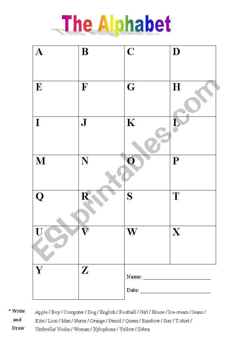 The alphabet worksheet