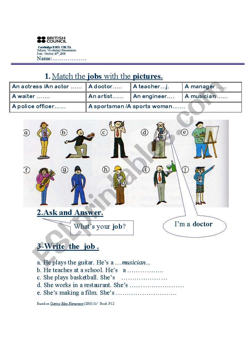 jobs worksheet