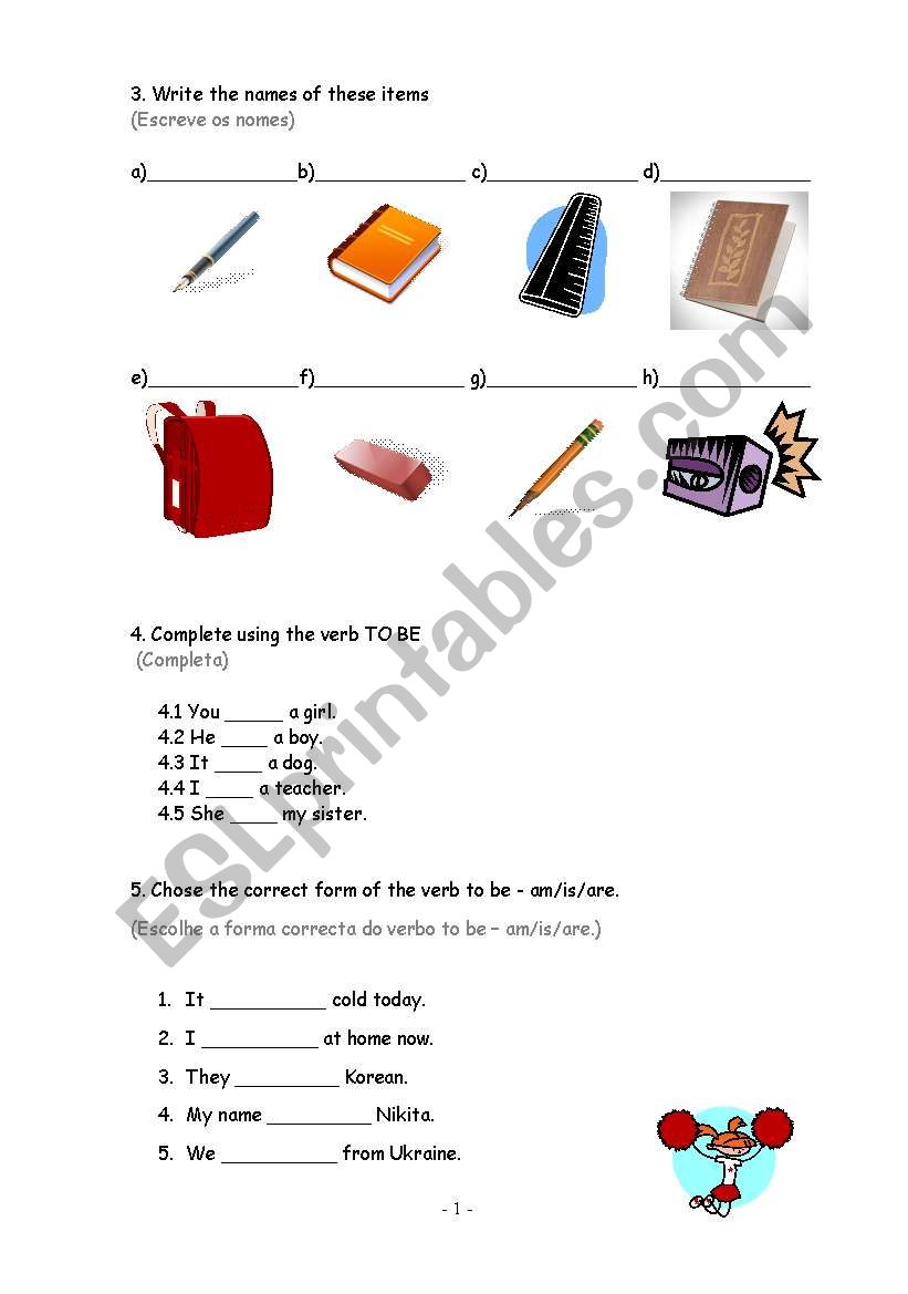 Greetings, School objects, verb to be, numbers, pronouns - page 2