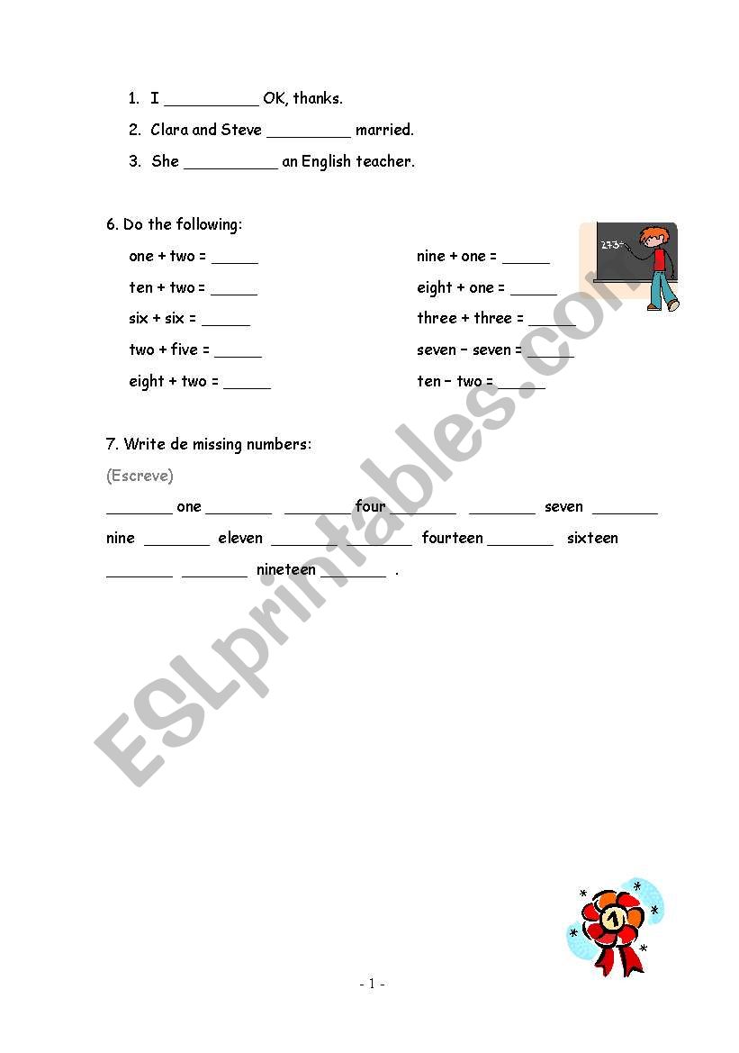 Greetings, School objects, verb to be, numbers, pronouns - page 3