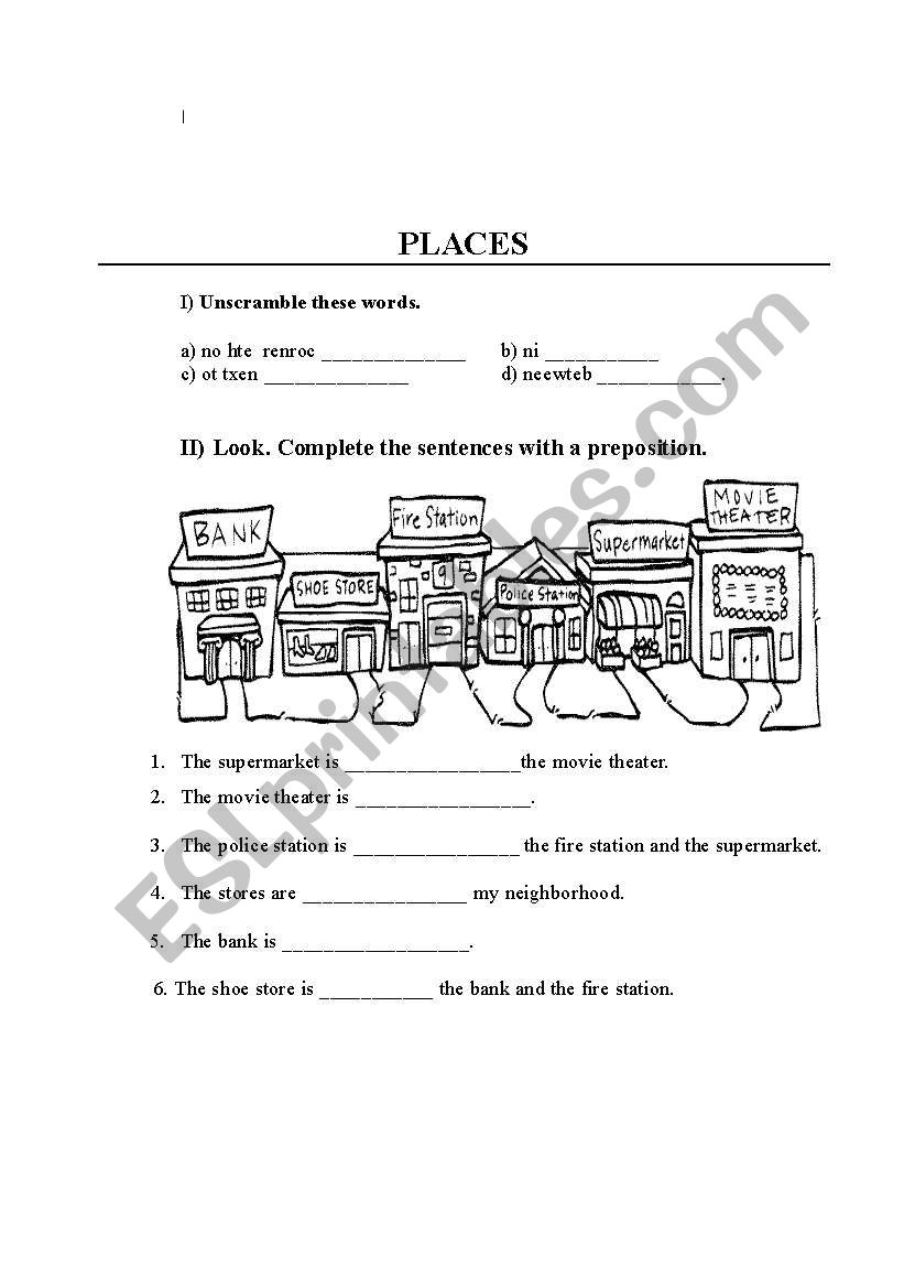 PLACES IN MY TOWN worksheet
