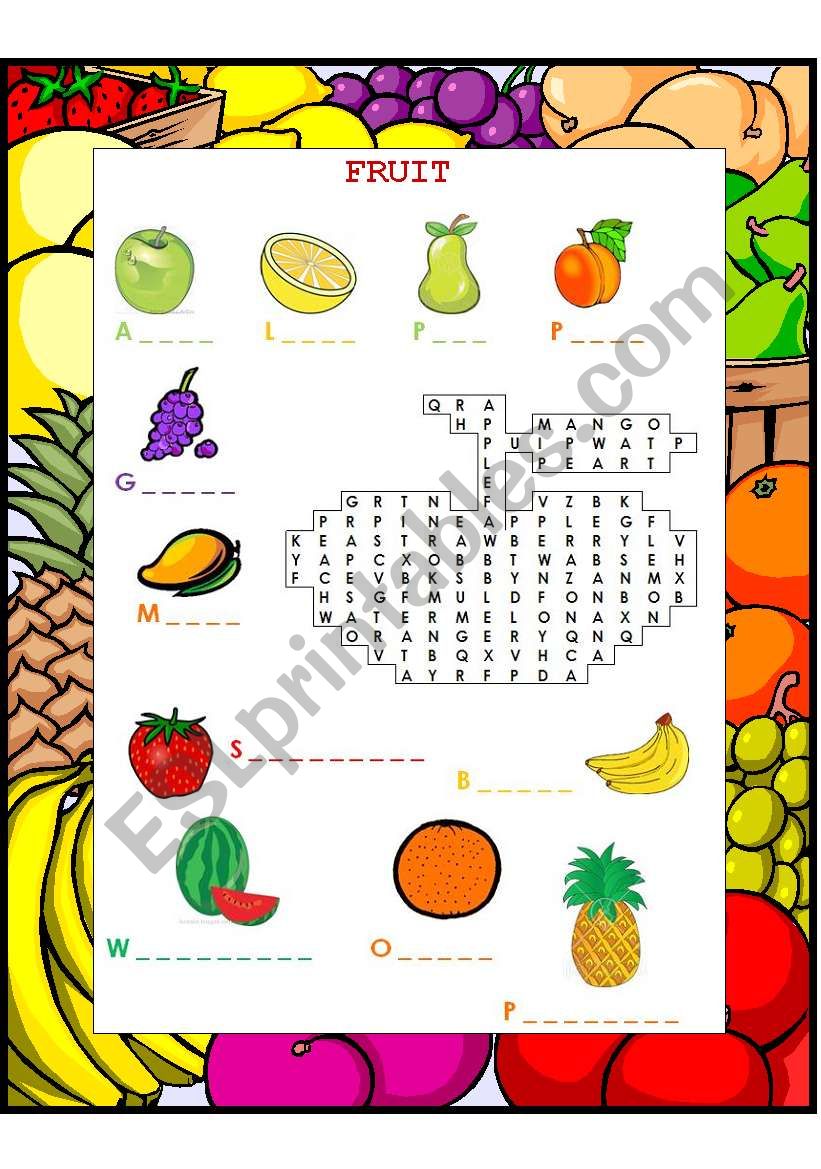 fruit worksheet