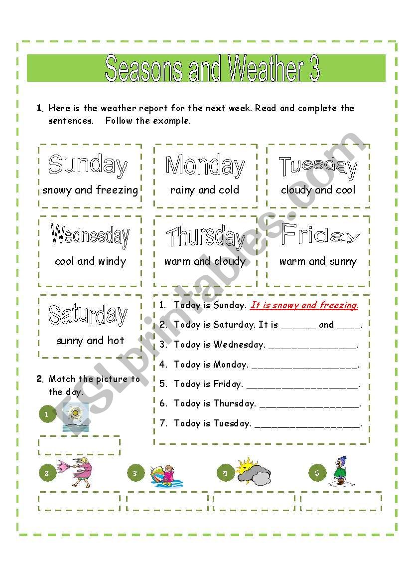 seasons and weather 3 worksheet