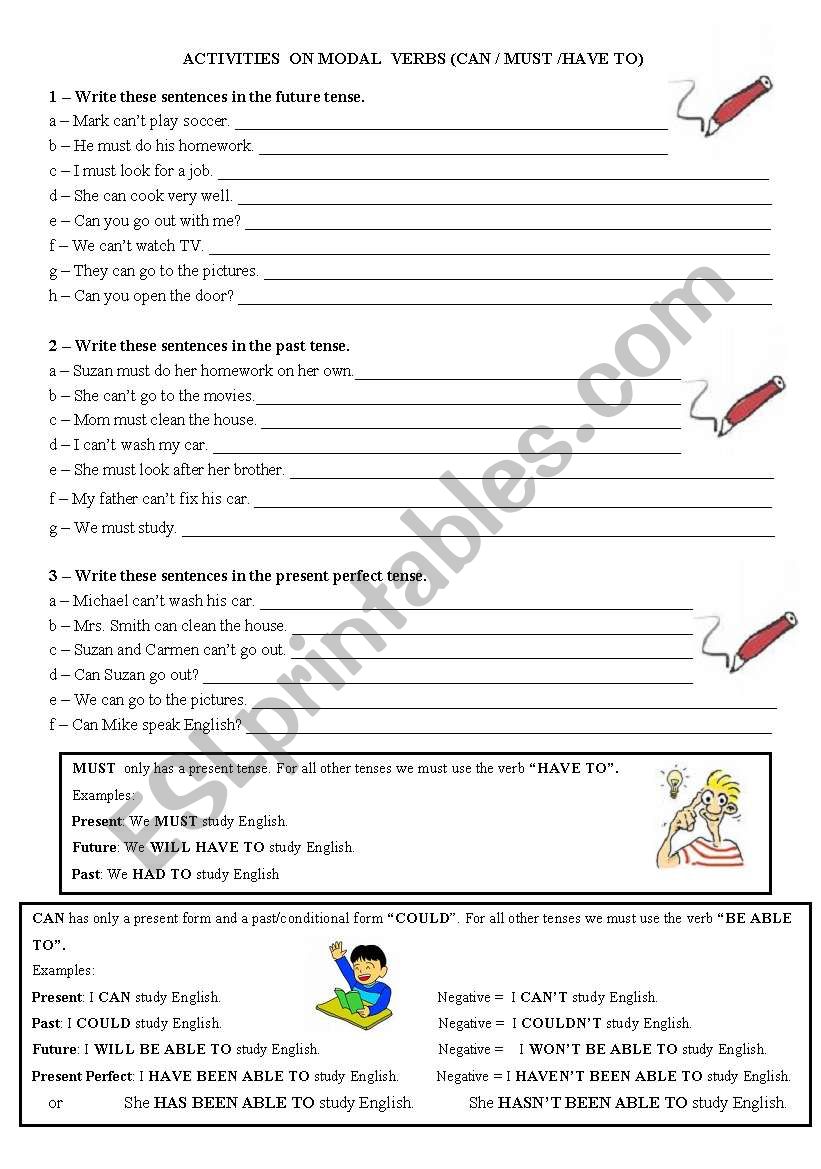 Modal verbs worksheet