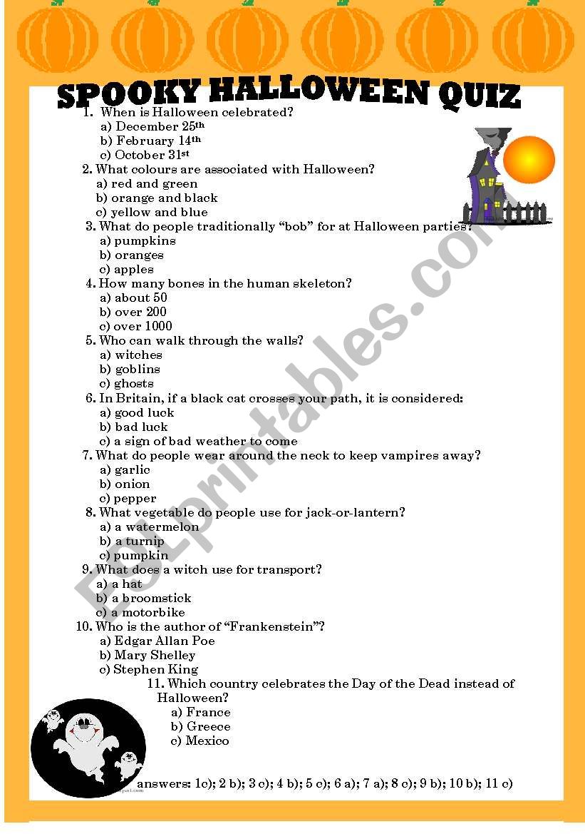 Spooky Halloween Quiz worksheet