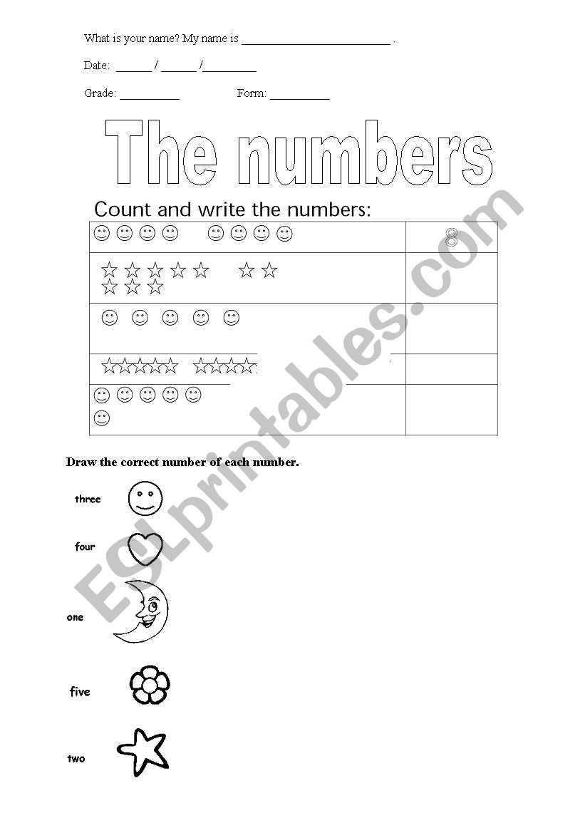 Numbers worksheet