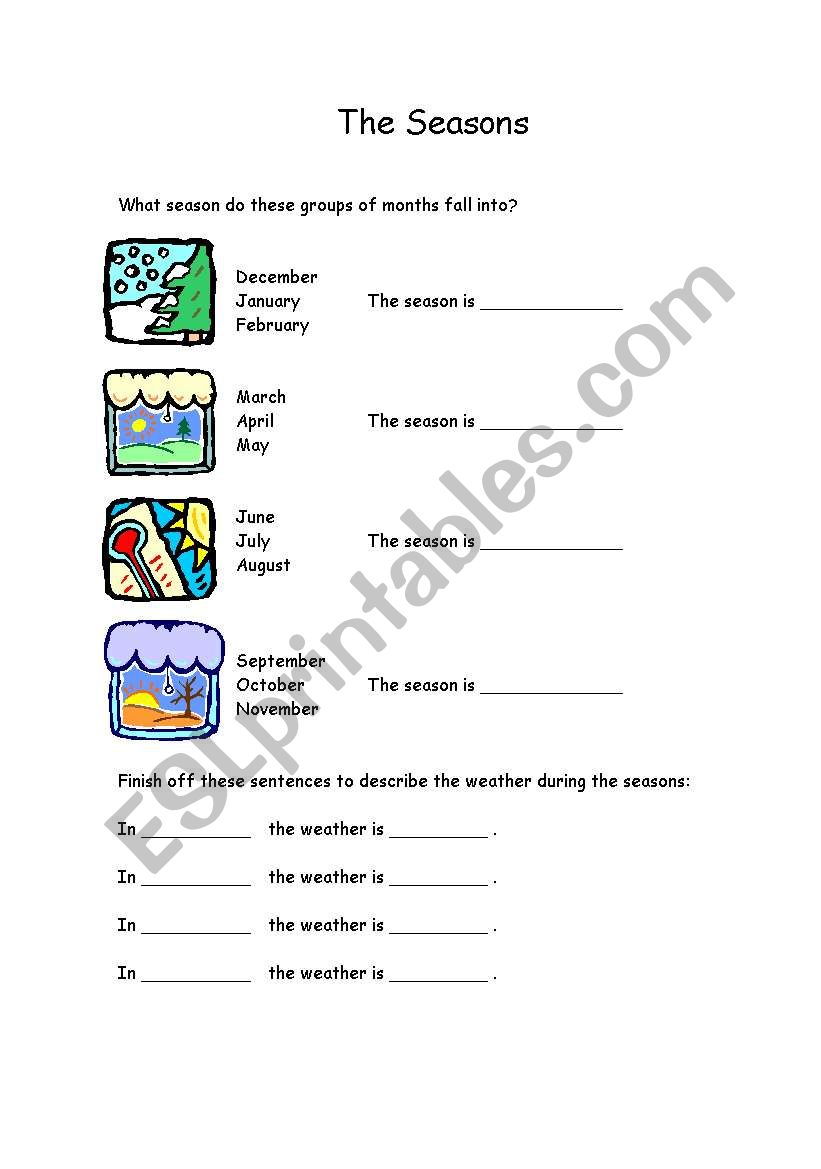 Seasons worksheet