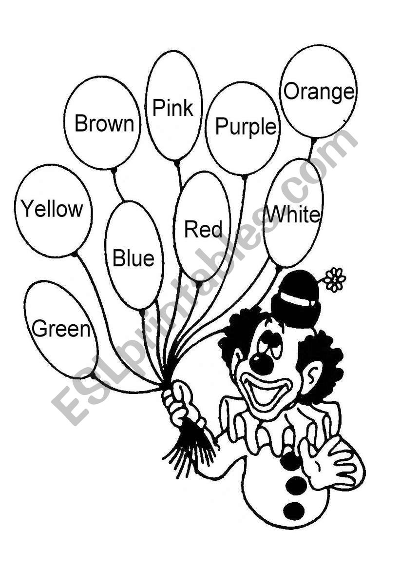 Clown colors worksheet