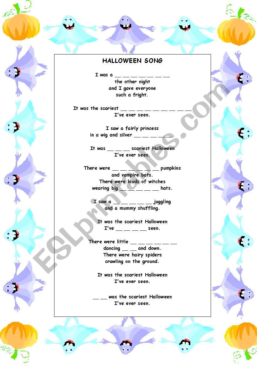 Halloween song worksheet