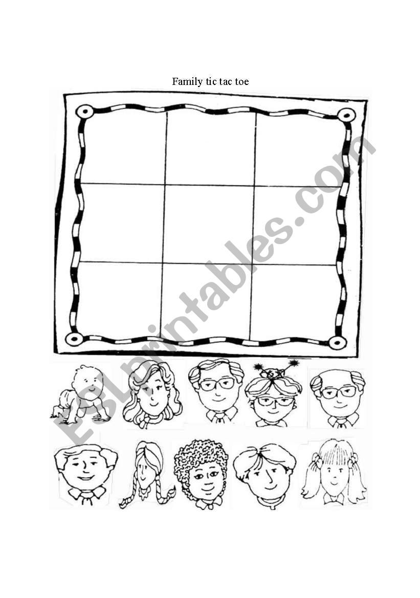 Family tic tac toe worksheet