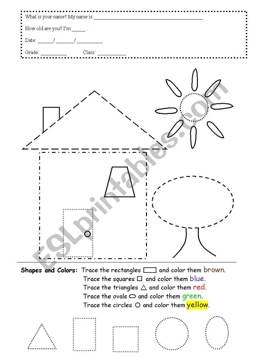 Shapes and colours worksheet