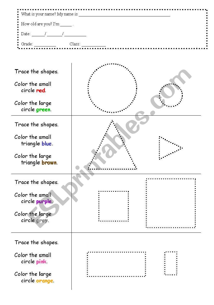 Shapes and colours worksheet