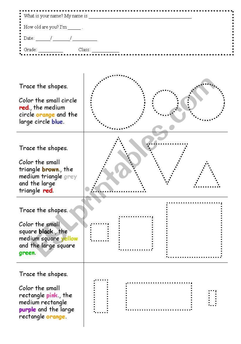 Shapes and colours worksheet