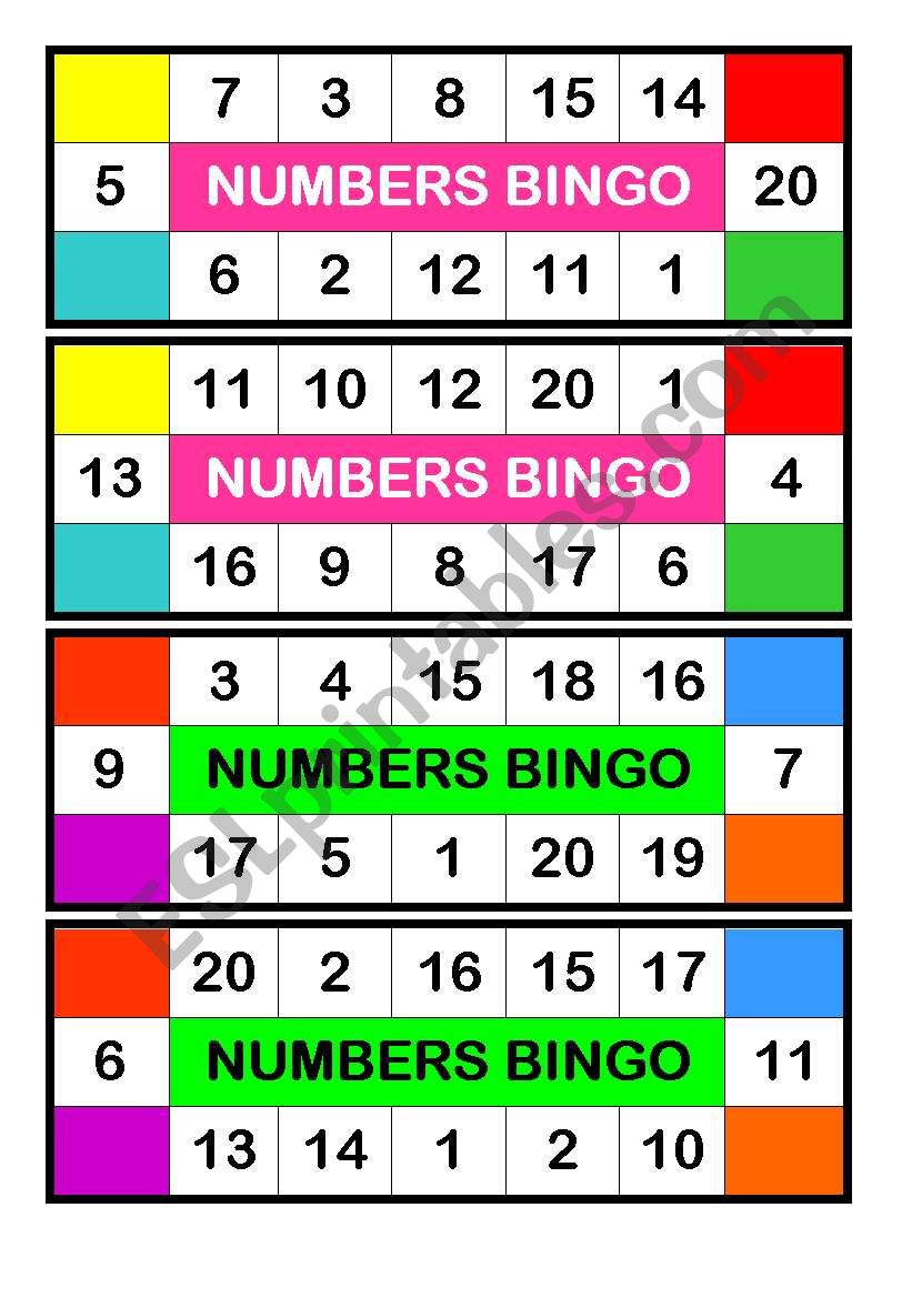 Numbers Bingo Esl Worksheet By Lare