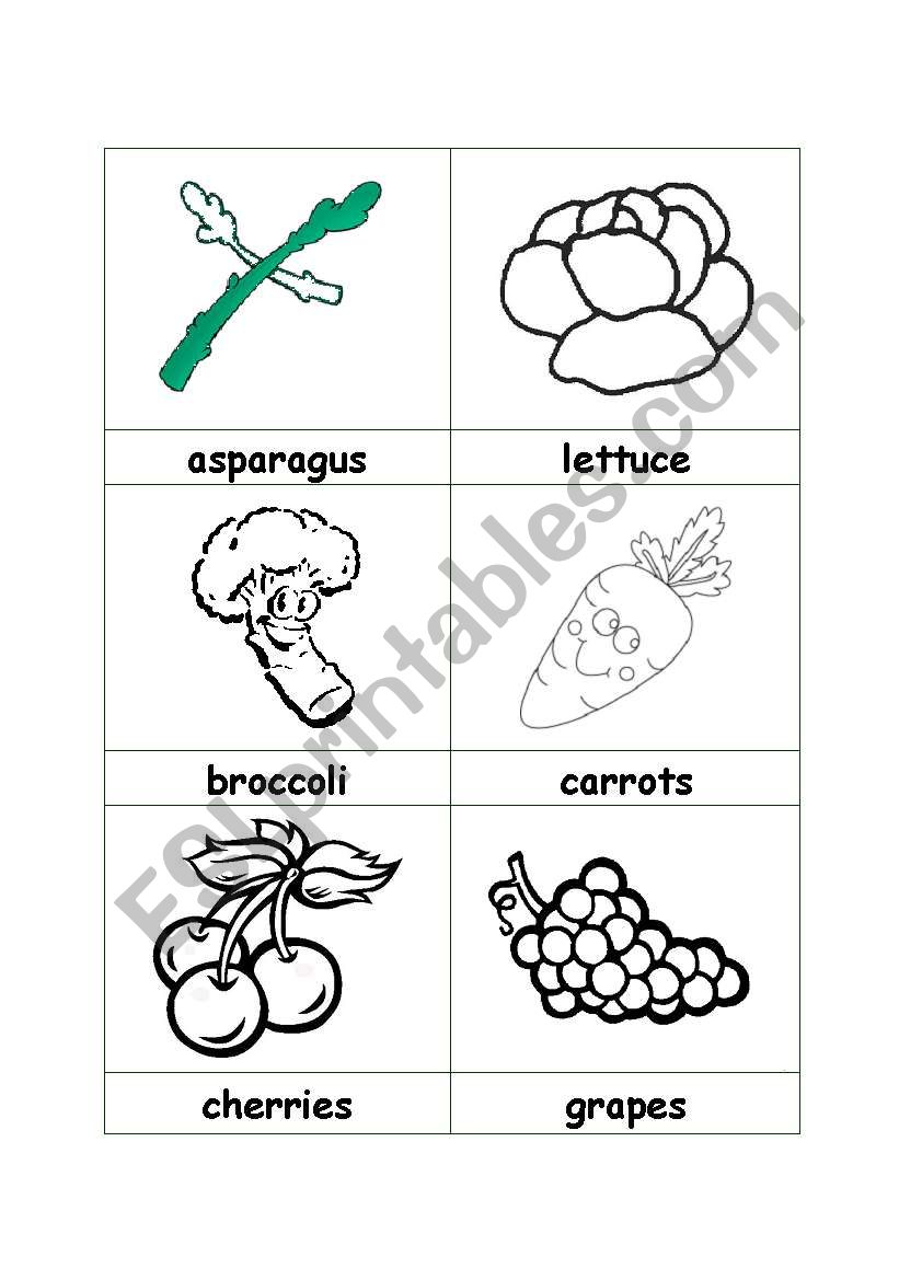 vegetables and fruits worksheet