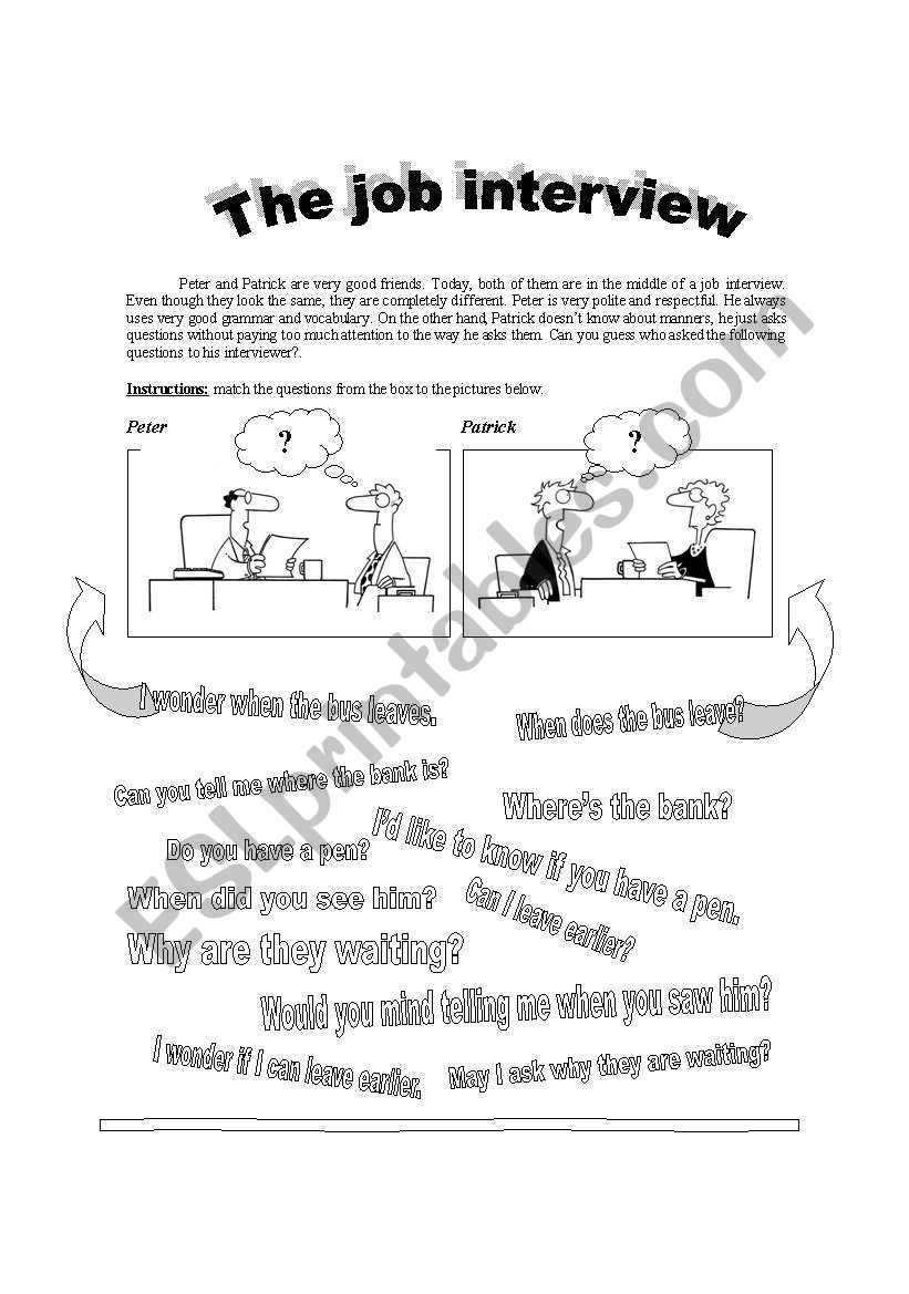 THE JOB INTERVIEW. Indirect Questions