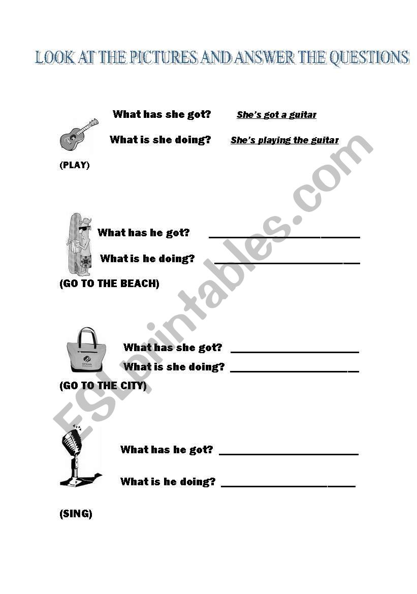 have got - pres continuous worksheet