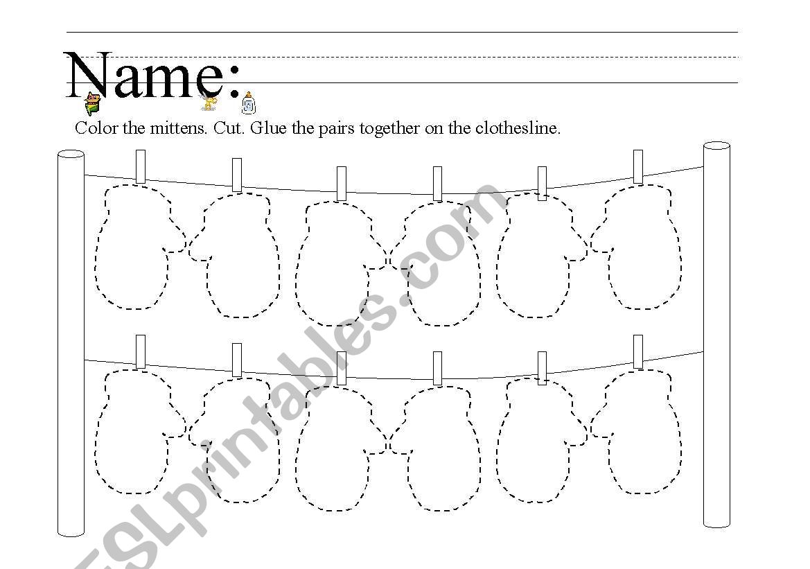 colours and mittens worksheet