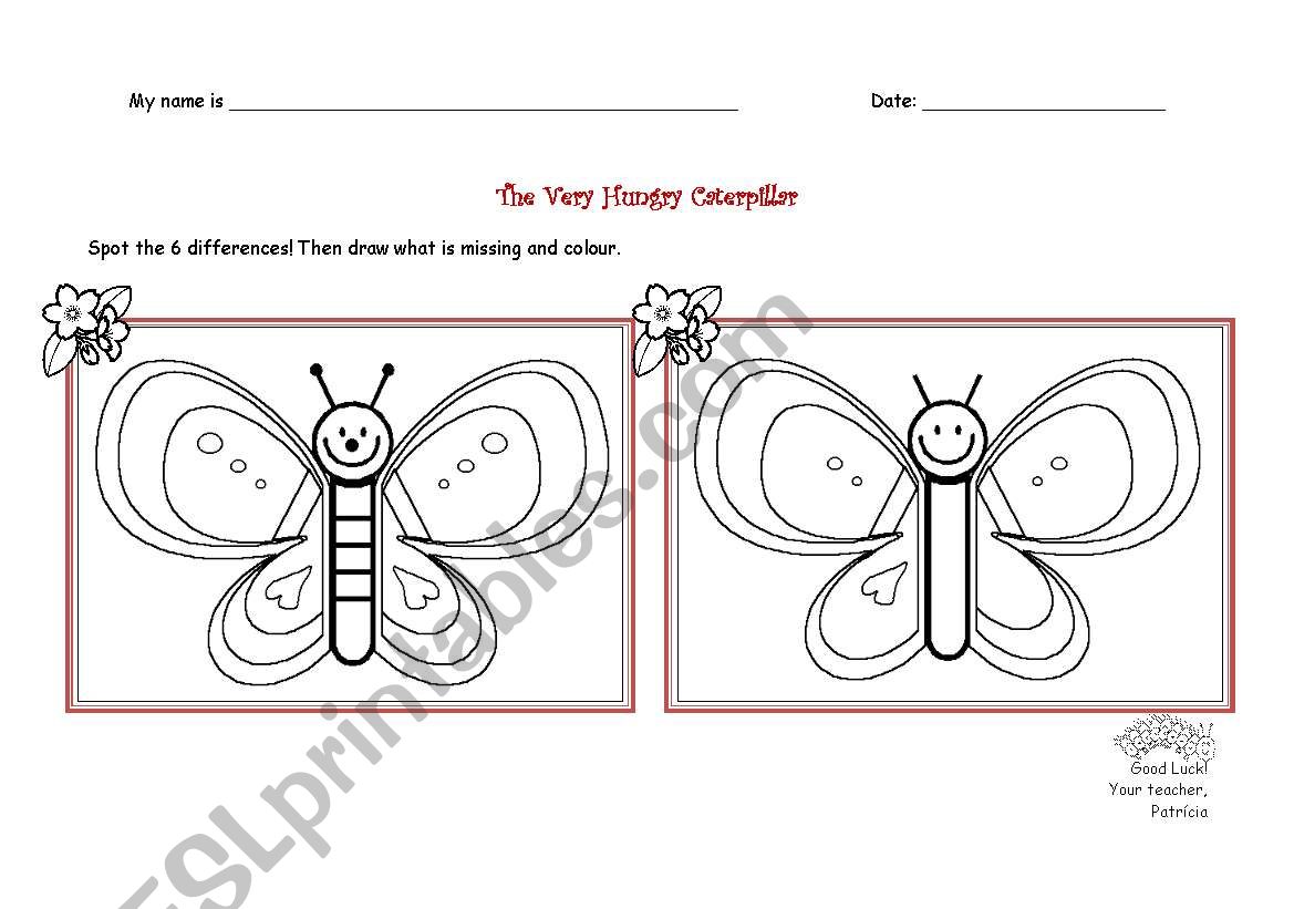 Spot the differences worksheet