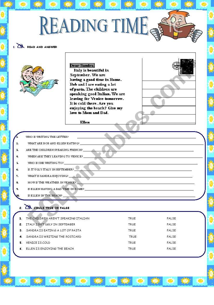 POSTCARD worksheet