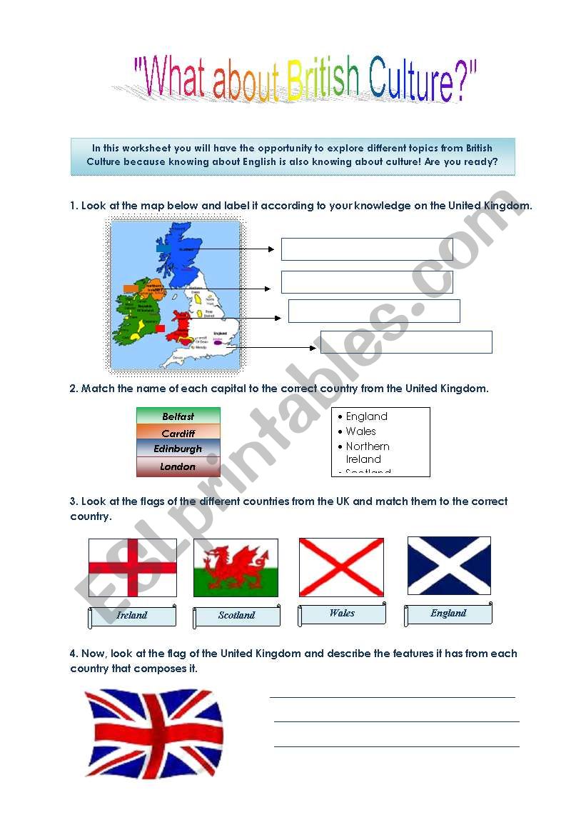 British Culture worksheet