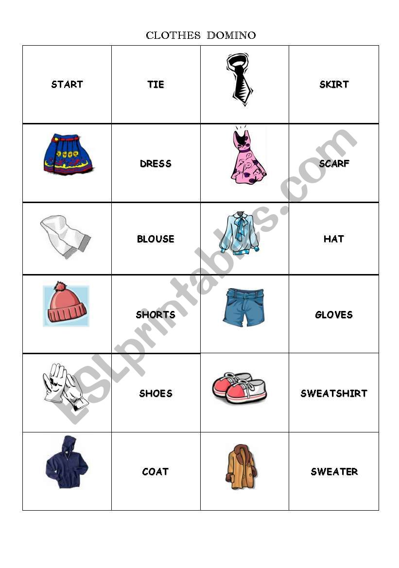Clothes Dominoes worksheet