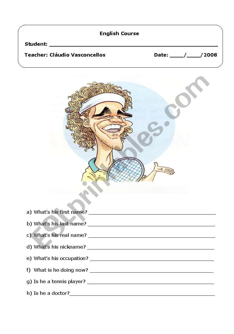 Gugas caricature worksheet