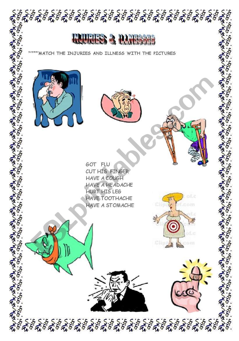 INJURIES  AND ILLNESSES worksheet