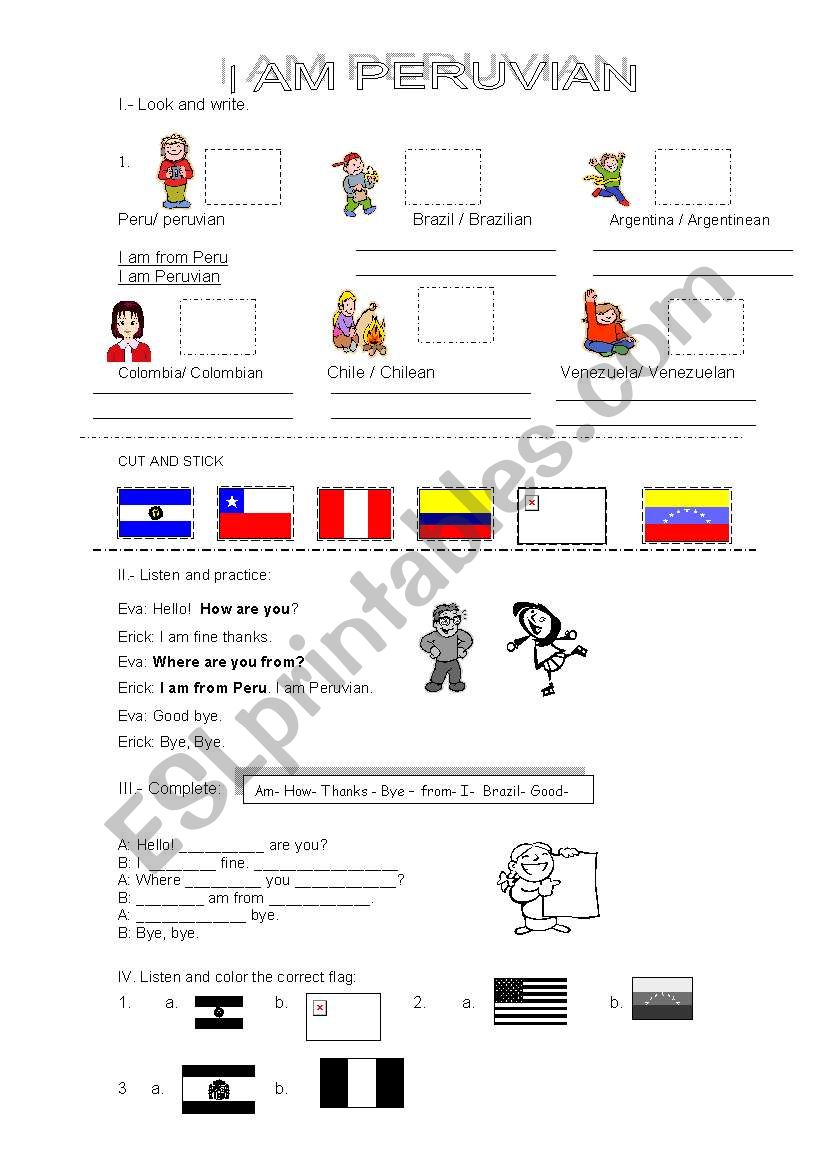countries and nationalities worksheet