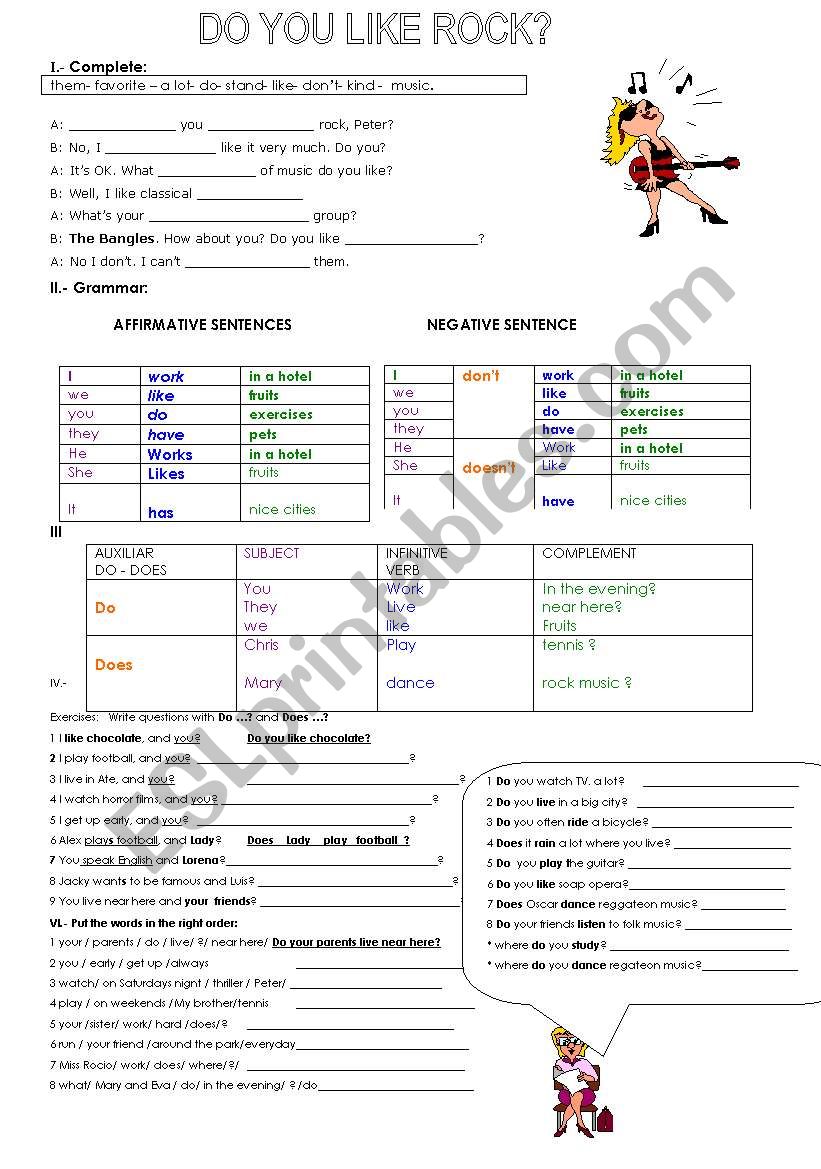 auxiliar do -does worksheet