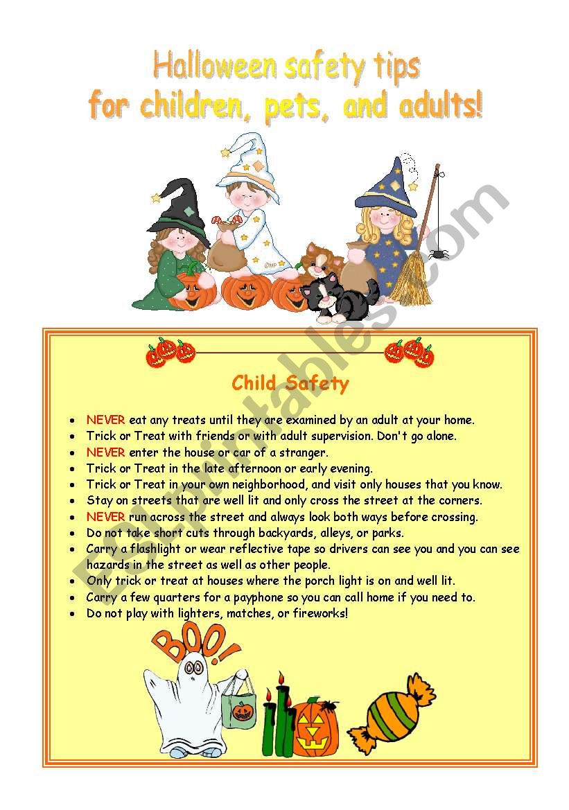 Halloween Safety tips for children, pets and adults.