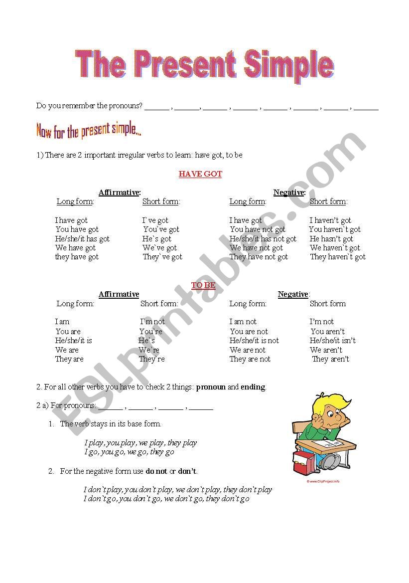 present simple intro sheet worksheet