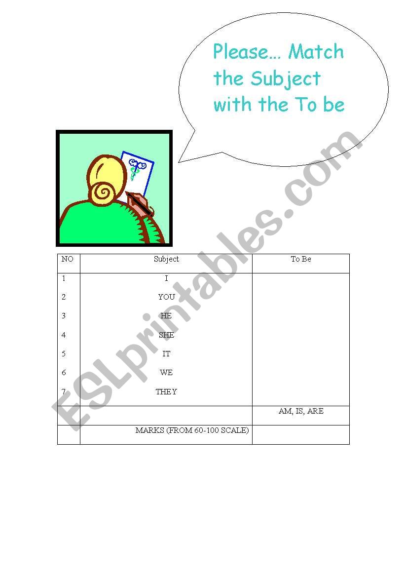 tO BE worksheet