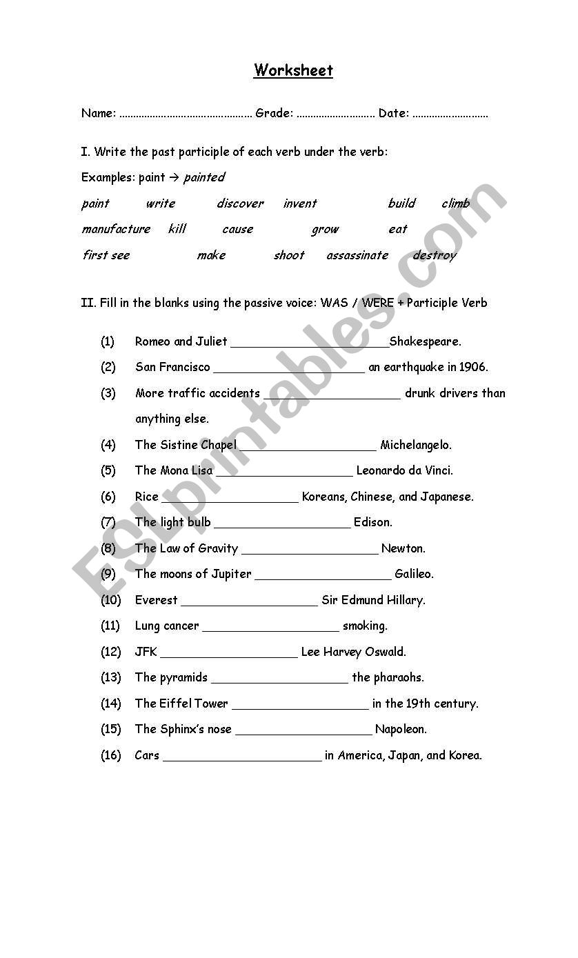 Passive voice worksheet worksheet