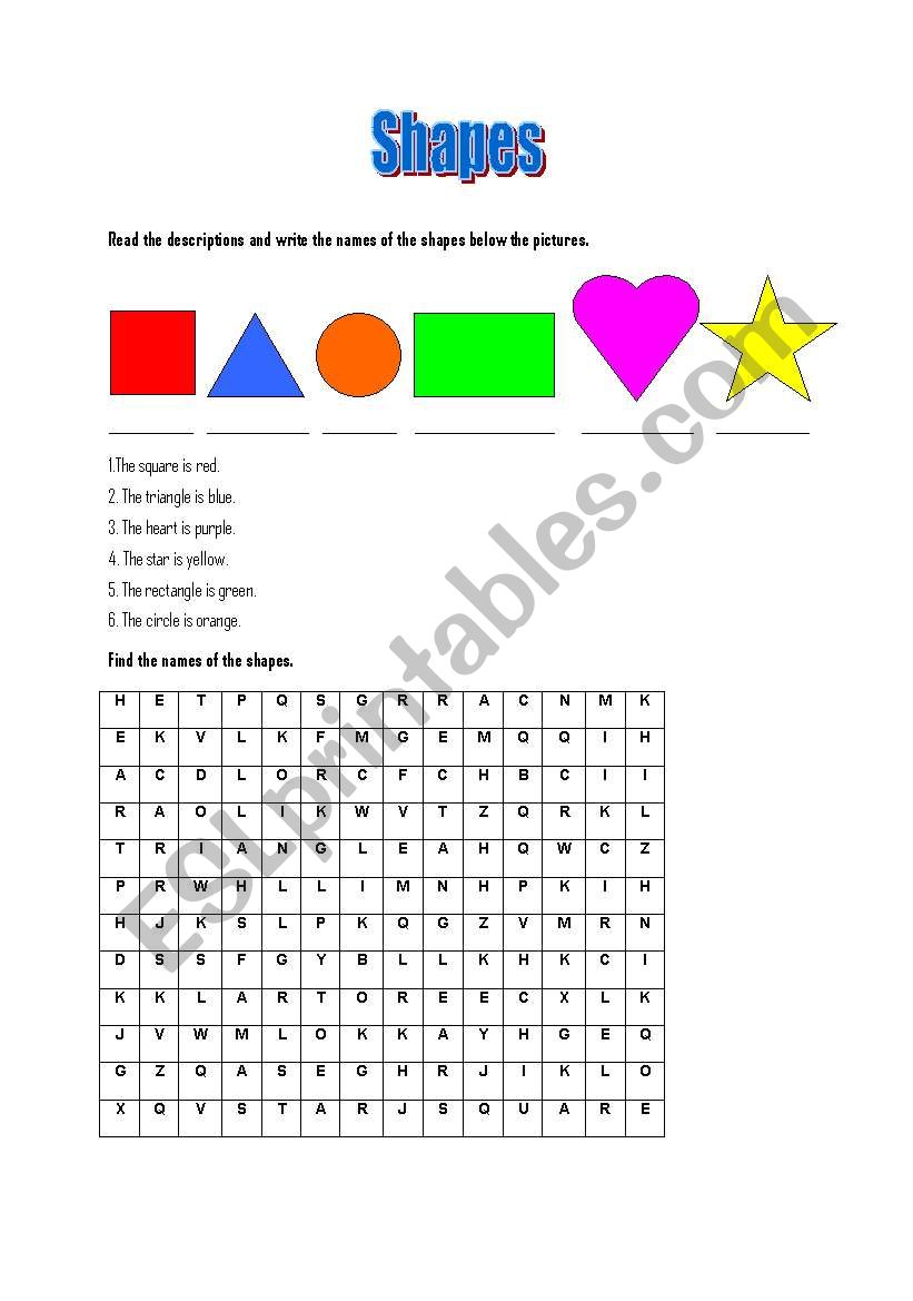 Shapes worksheet