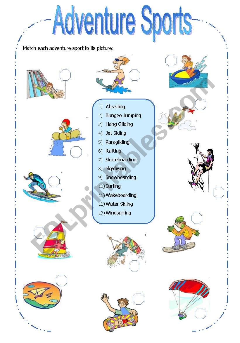 Adventure Sports 1 worksheet