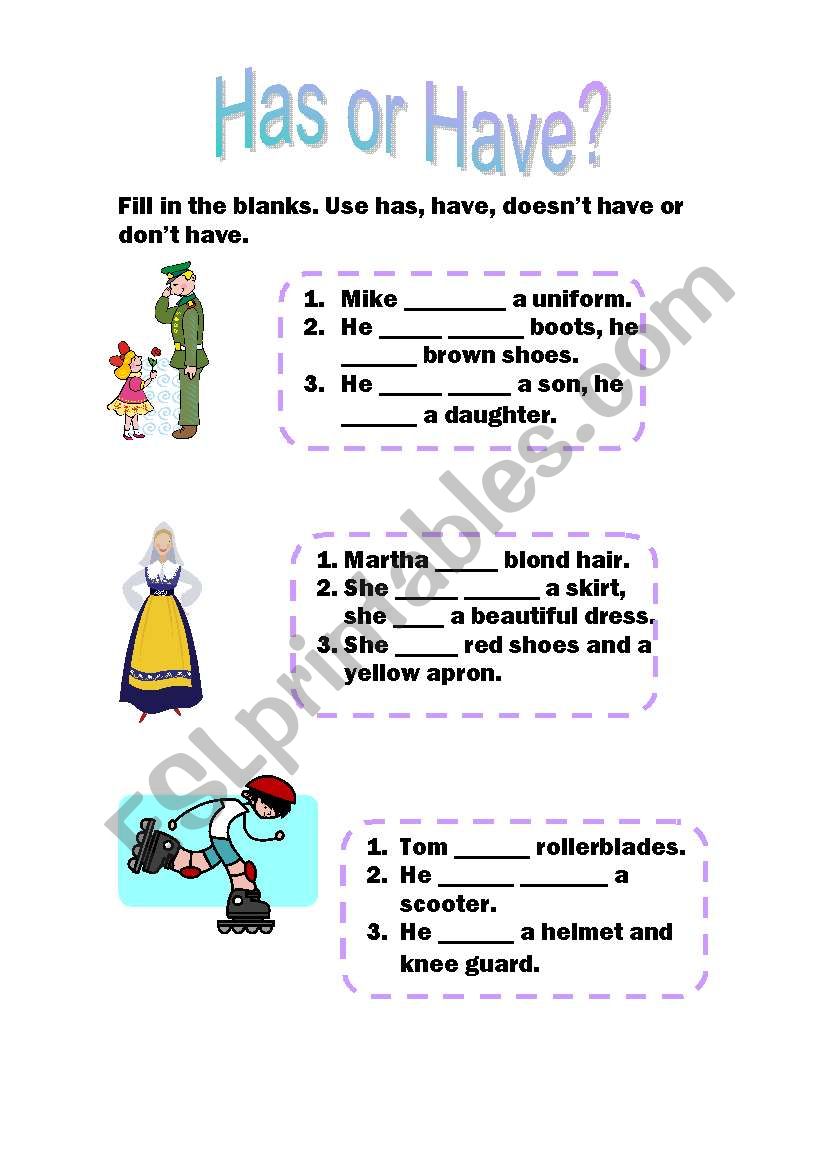 Has or Have? worksheet