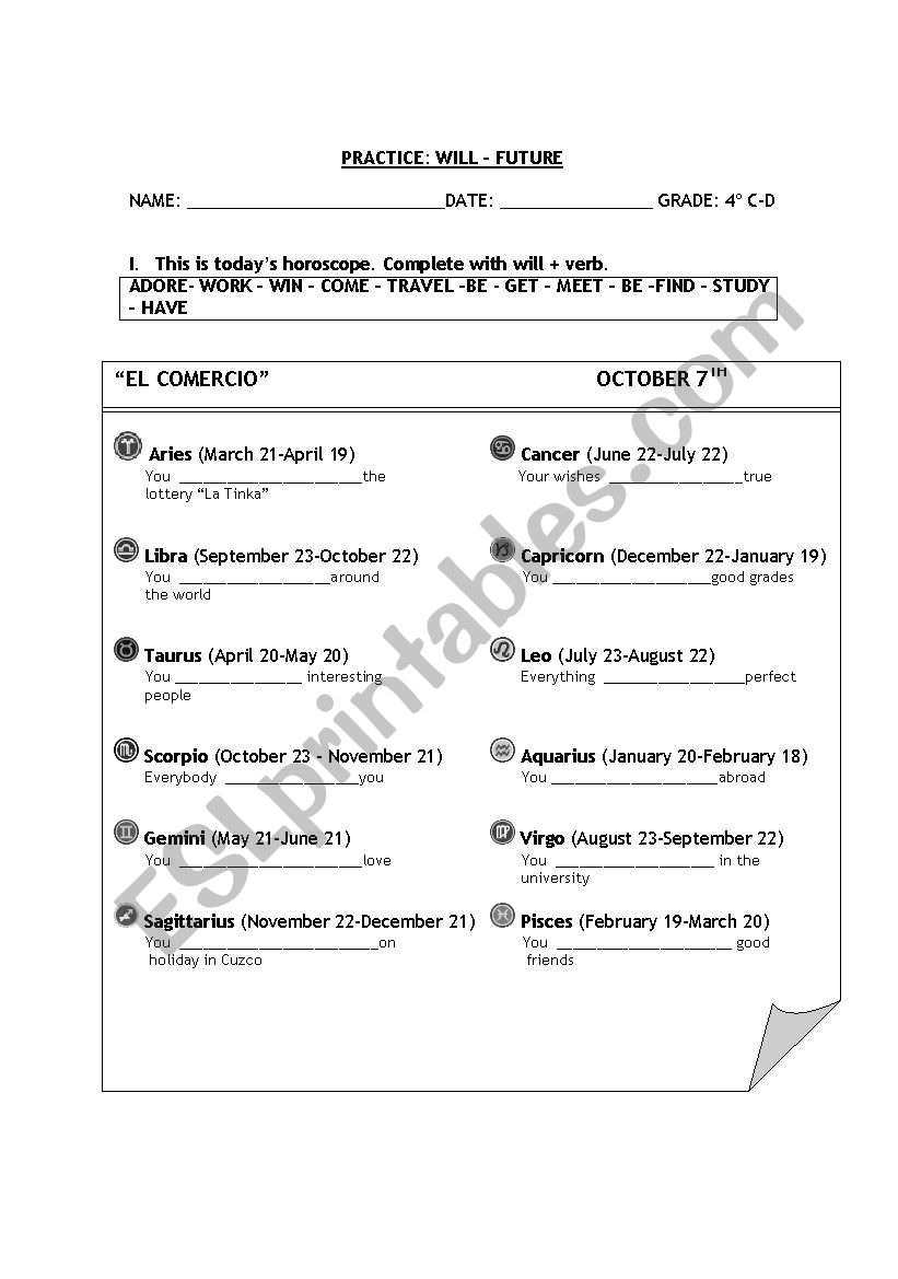 will worksheet