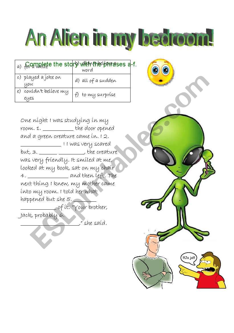 An  Alien in my Bedroom!! worksheet