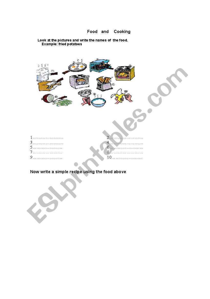 FOOD  AND  COOKING worksheet