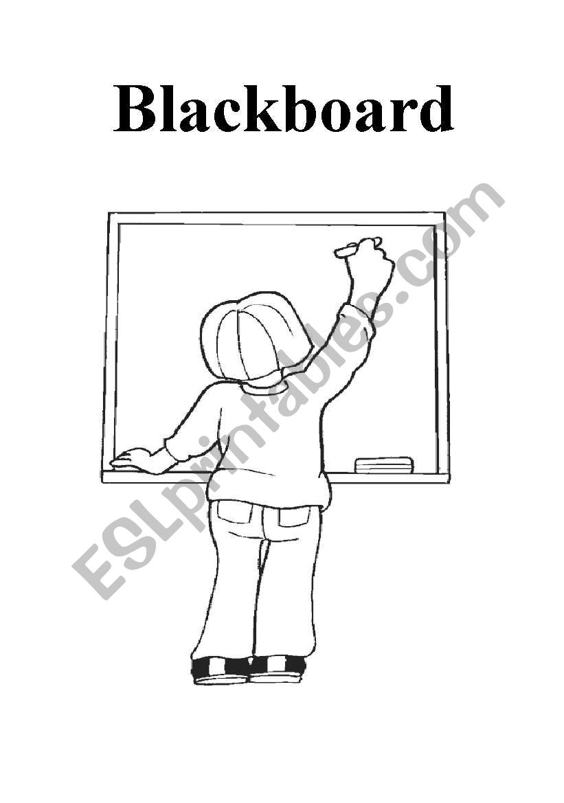 School objects: blackboard worksheet