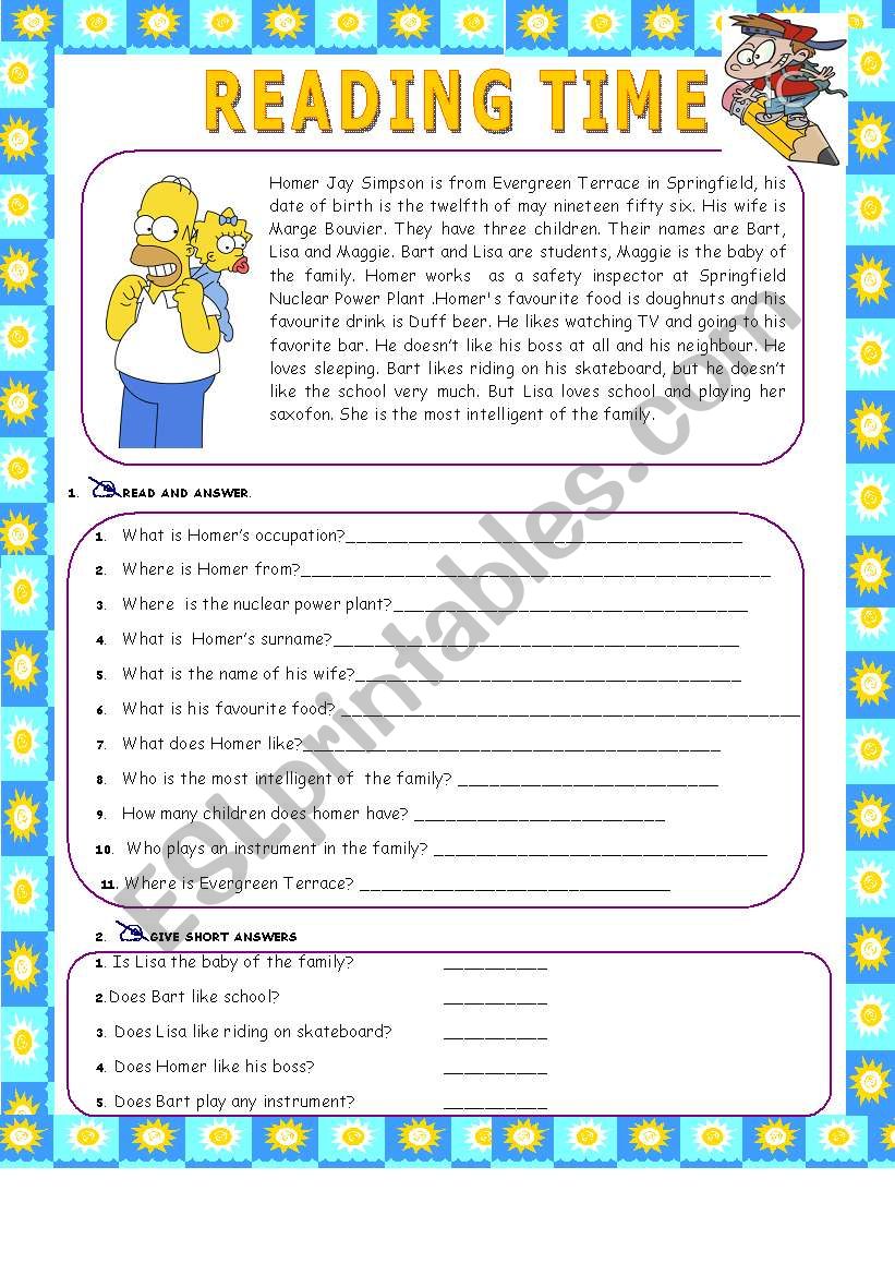 HOMER SIMPSON worksheet